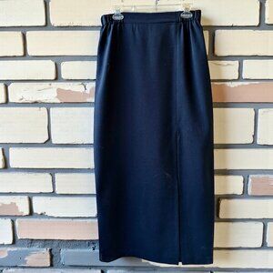JG Petite By Joyce Skirt Black Maxi Deep Slit Vintage 80's USA size 12